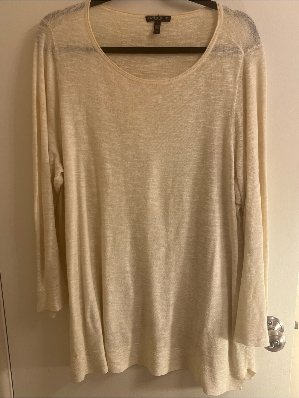 Eileen Fisher Cream Lightweight Scoop-Neck Tunic